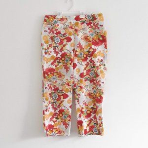 David Paul Vintage Floral High-Rise Crop Pants